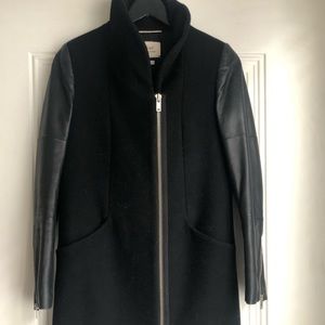 Aritzia Cocoon Wool Coat with Leather Sleeve